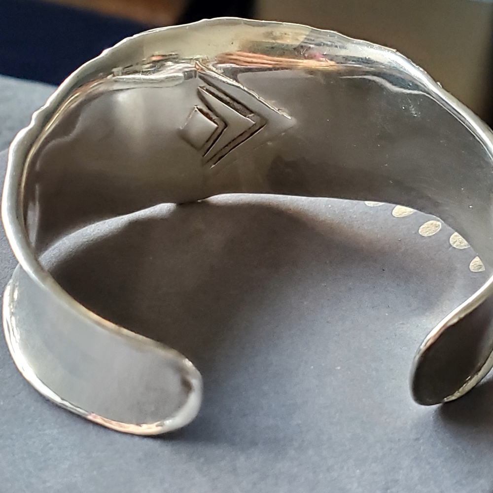 SILPADA 925 Sterling Silver Wide Cuff Bracelet Rolled Edge Beaded Curved B1435 - Picture 3 of 9